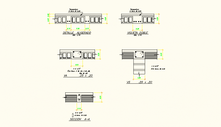 Unloaded slab detail plan and elevation autocad file