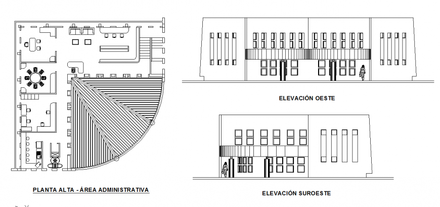 Upper floor - administrative area Detail In DWG file