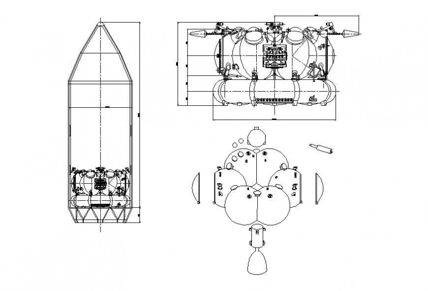 Upper Stage Boat Plan and Section in DWG Drawing File
