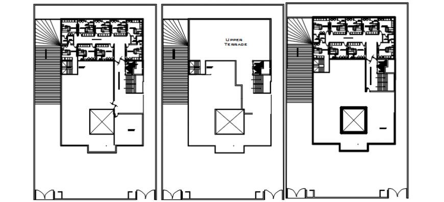 Upper terrace and floor plan drawing details for hospital dwg file