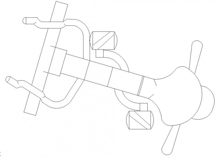 Upright bike machine detail 2d view CAD gym equipment block layout autocad file