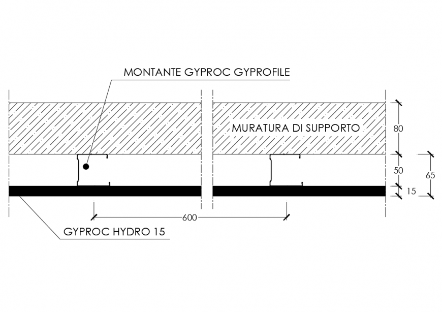 Upright Gyproc Gyprofile Structure Details CAD DWG File