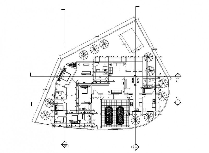 Urban area home plan in auto cad file