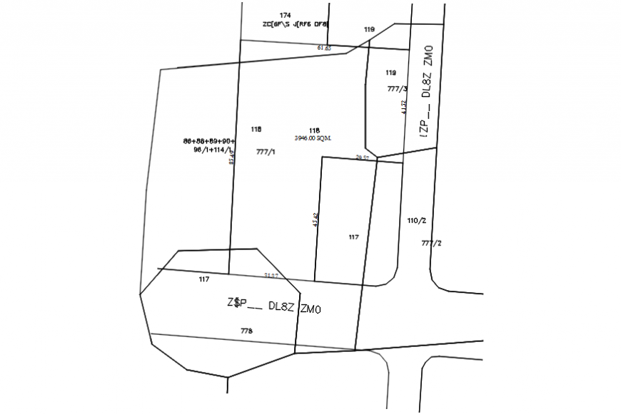 Urban area site plan and streets map cad drawing details dwg file
