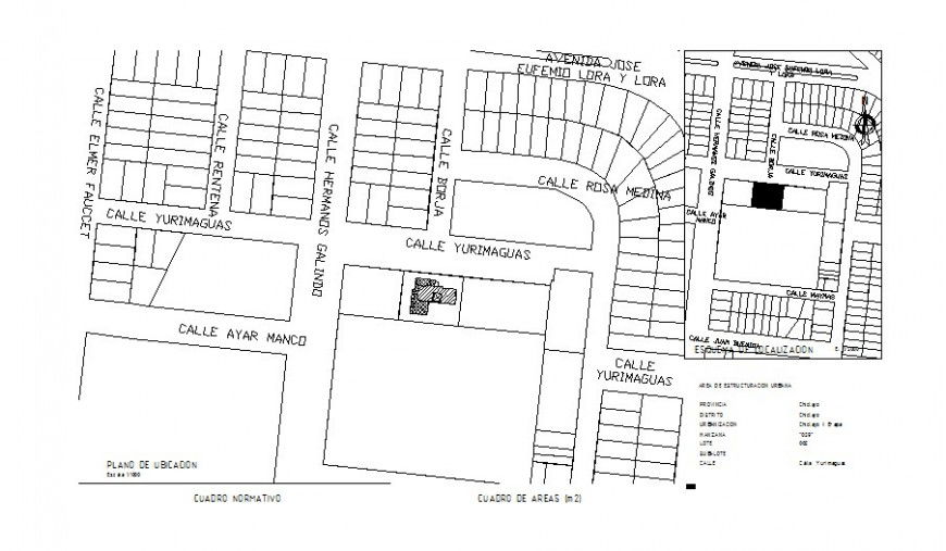 Urban area zonal division details drawing in autocad