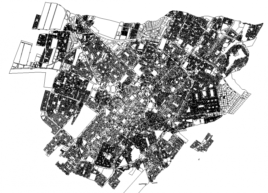 Urban city planning detail map in dwg AutoCAD file.