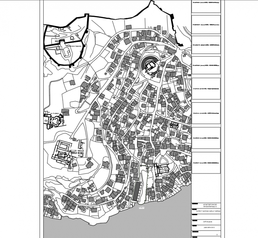 Urban city planning map in dwg AutoCAD file.