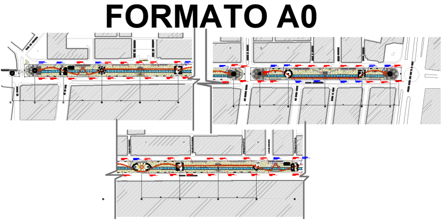 Urban development drawing, space of road divider in dwg file.