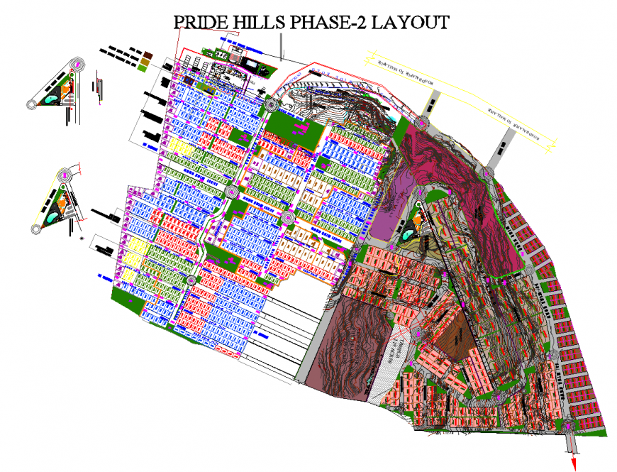 Urban drawing of pride hills layout in dwg file.