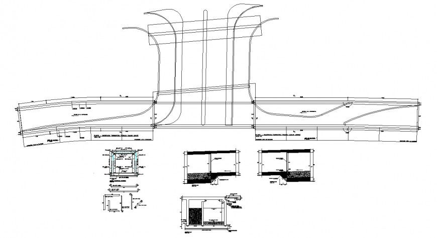 urban drawing of road node pedestrian bridge in dwg file.