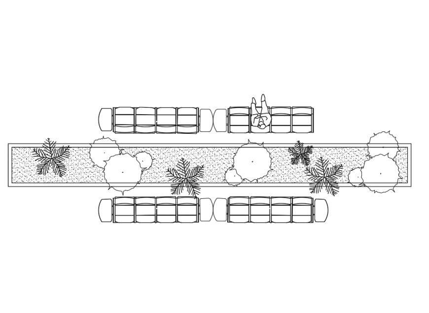 Urban floral planter top view cad block design dwg file
