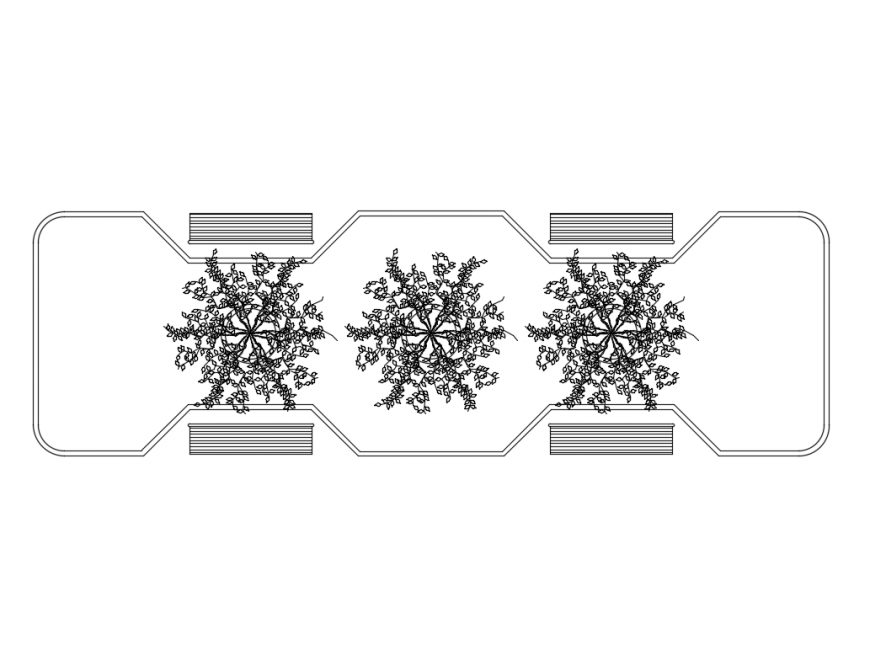 Urban floral planter top view design cad drawing details dwg file
