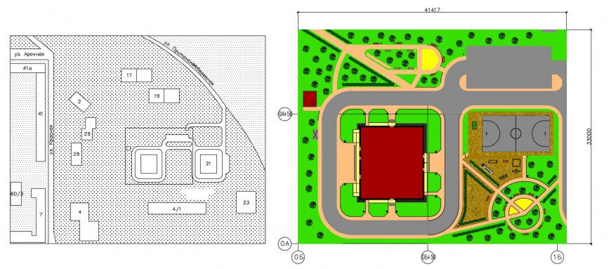 Urban garden landscaping structure drawing details dwg file