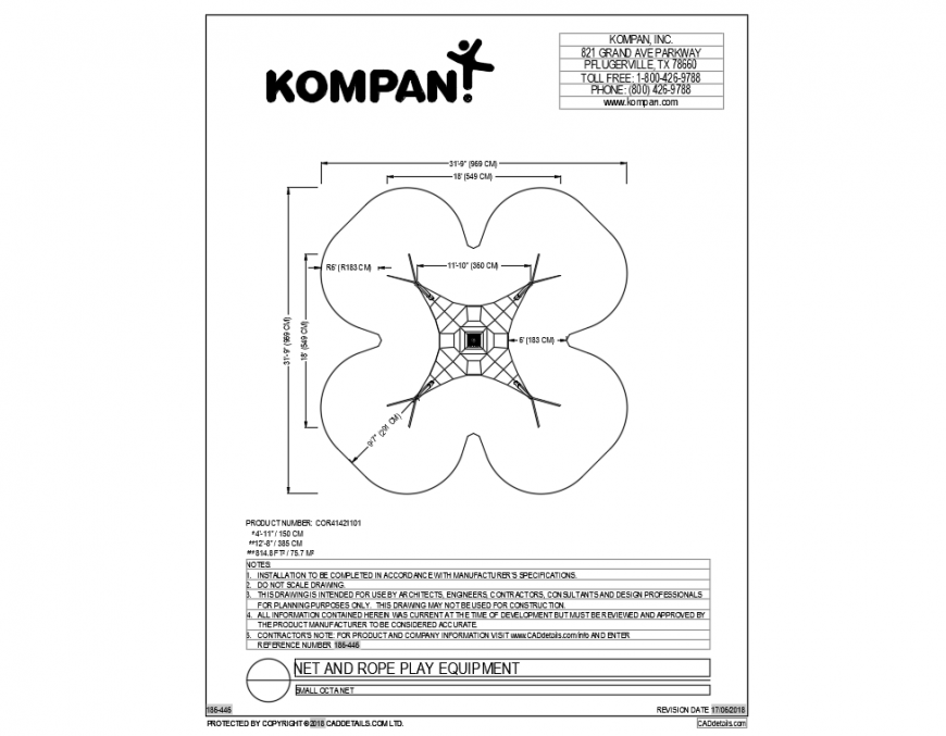 Urban garden net and rope play equipment details dwg file