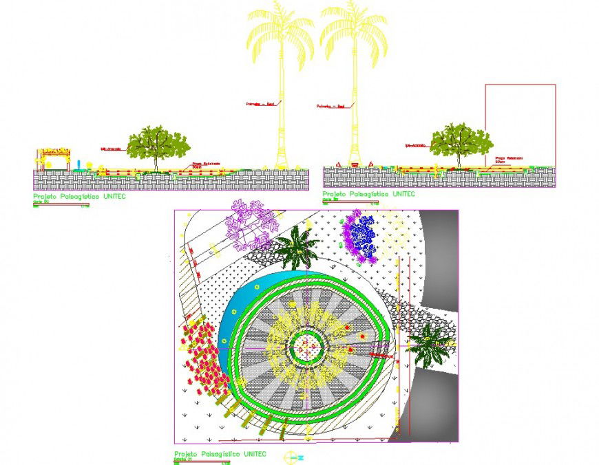 Urban garden project plan detail in dwg AutoCAD file.