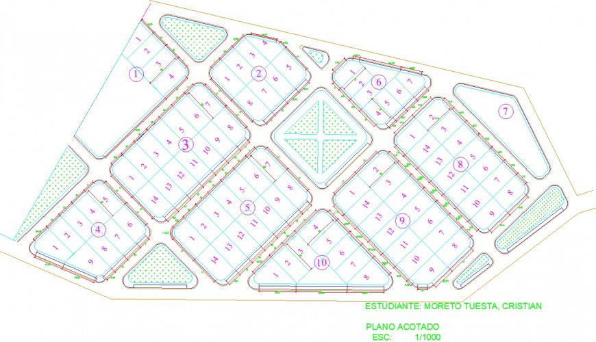Urban habilitation project drawing in dwg file.