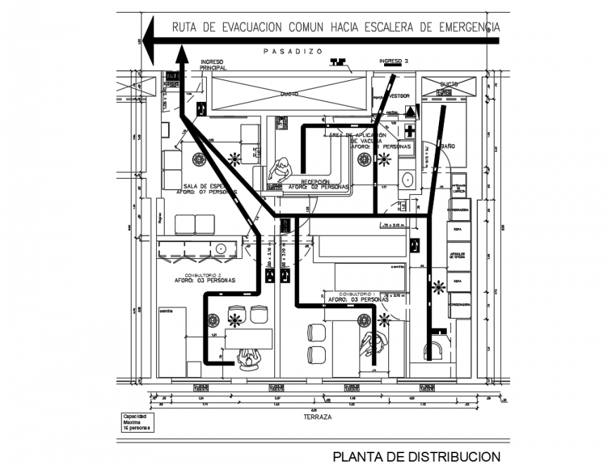 Urban hospital distribution plan cad drawing details dwg file