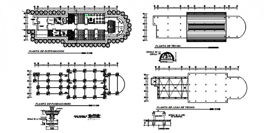 Urban hospital layout plan, foundation plan and structure details dwg file