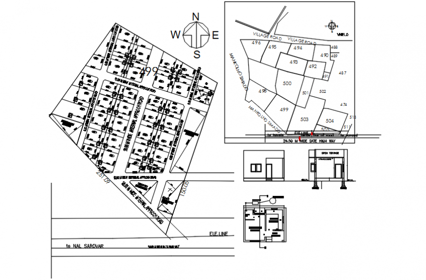Urban houses site plan and plotting cad drawing details dwg file