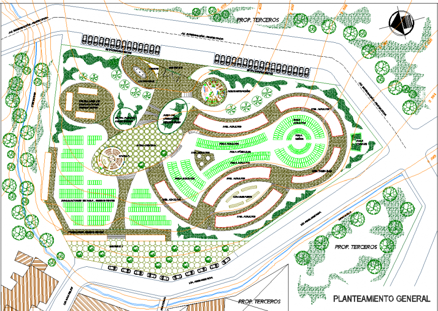Urban landscape plan drawing in dwg file.
