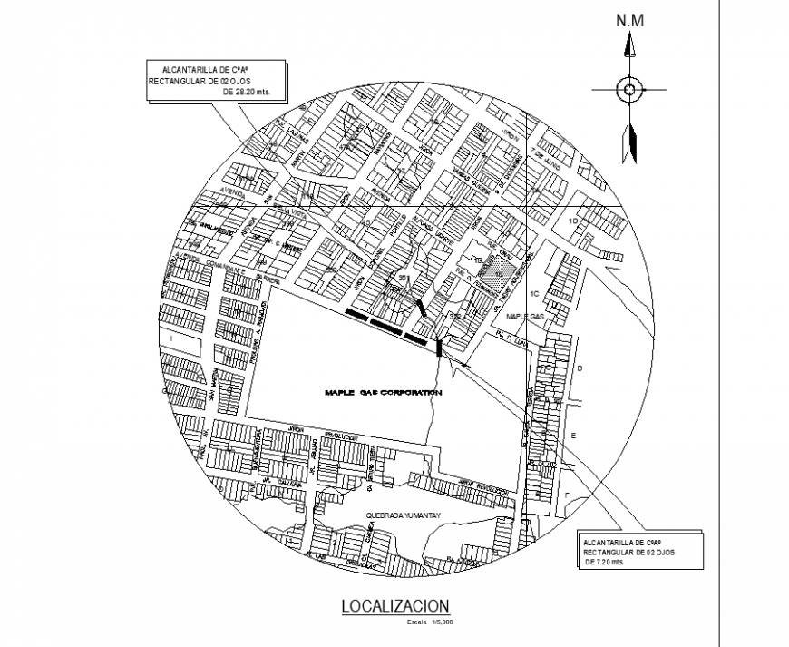 Urban map of town in dwg file.