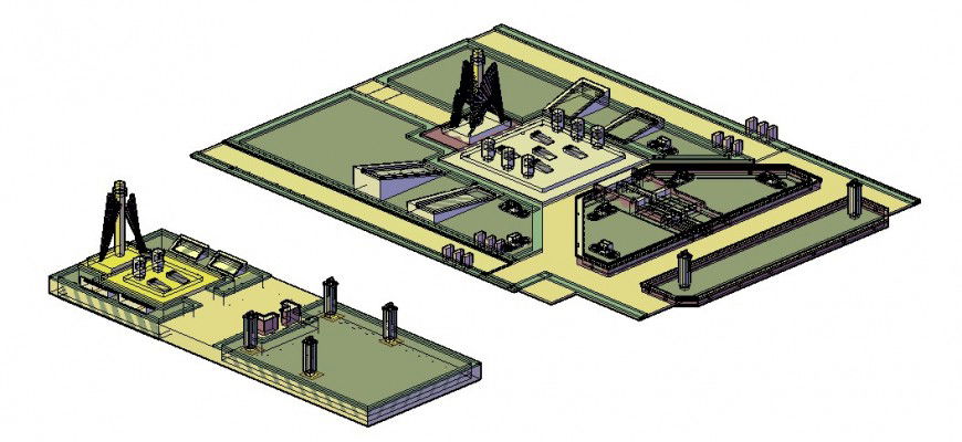 Urban park detail 3d model layout Autocad drawing