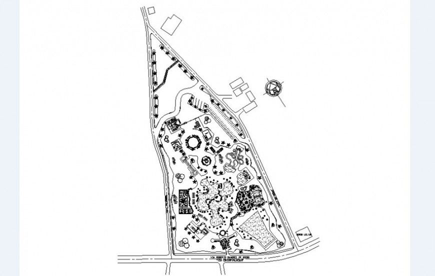 Urban park layout and landscaping structure cad drawing details dwg file