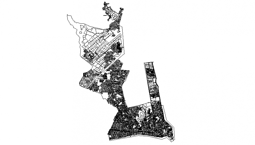 Urban plan of city growth in dwg file.