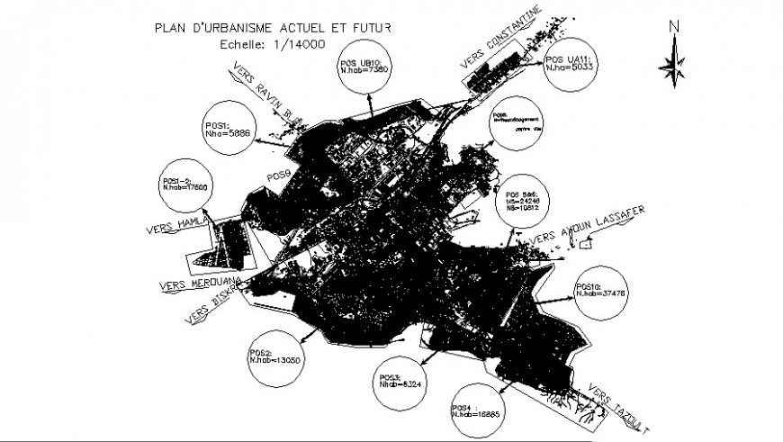 Urban plan of city in dwg file.