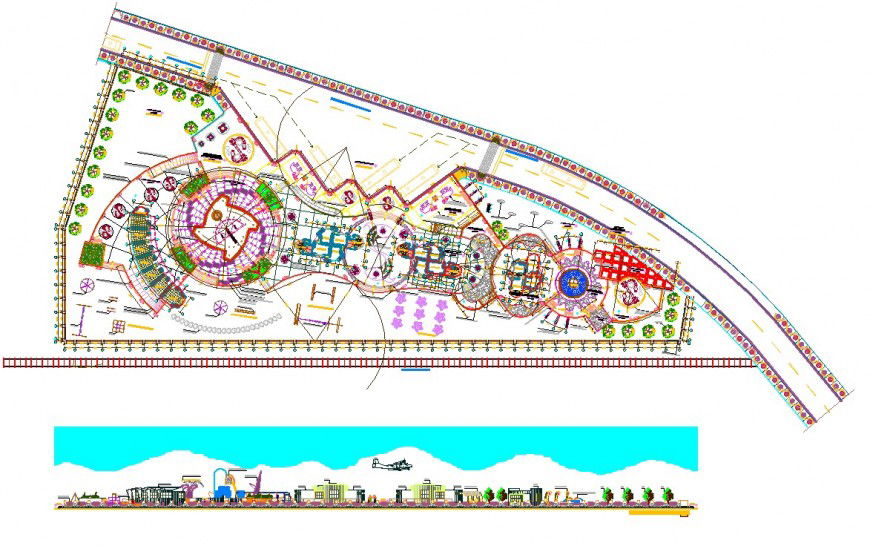 Urban planning design of bus stand and commercial plaza in dwg file.