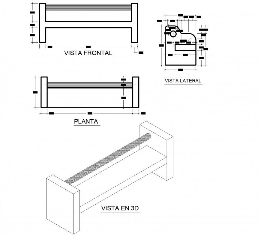 Urban plaza or square plan and elevation autocad file