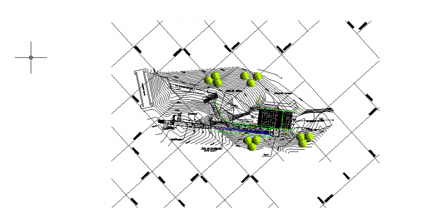 Urban structure, landscaping plan and canal system drawing details dwg file