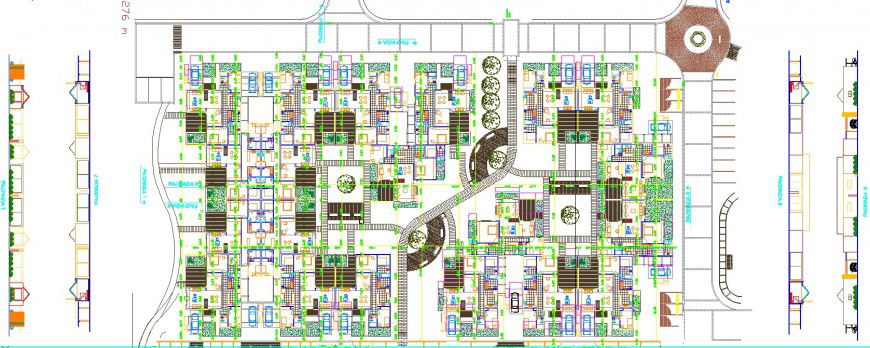 Urban villa site plan drawing in dwg file.