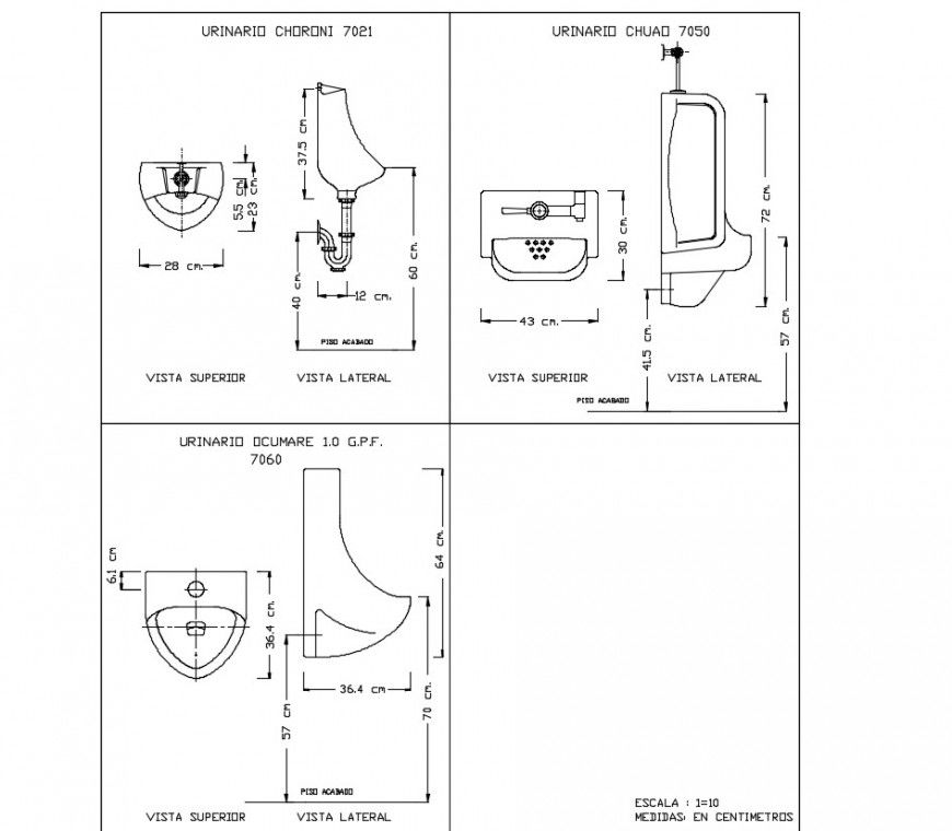 Urinal sanitary plan and section autocad file