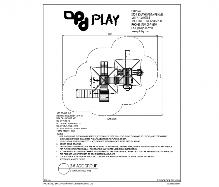 Utah play equipment details of garden dwg file