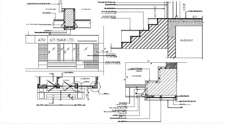 UTI bank constructive section and structure details dwg file