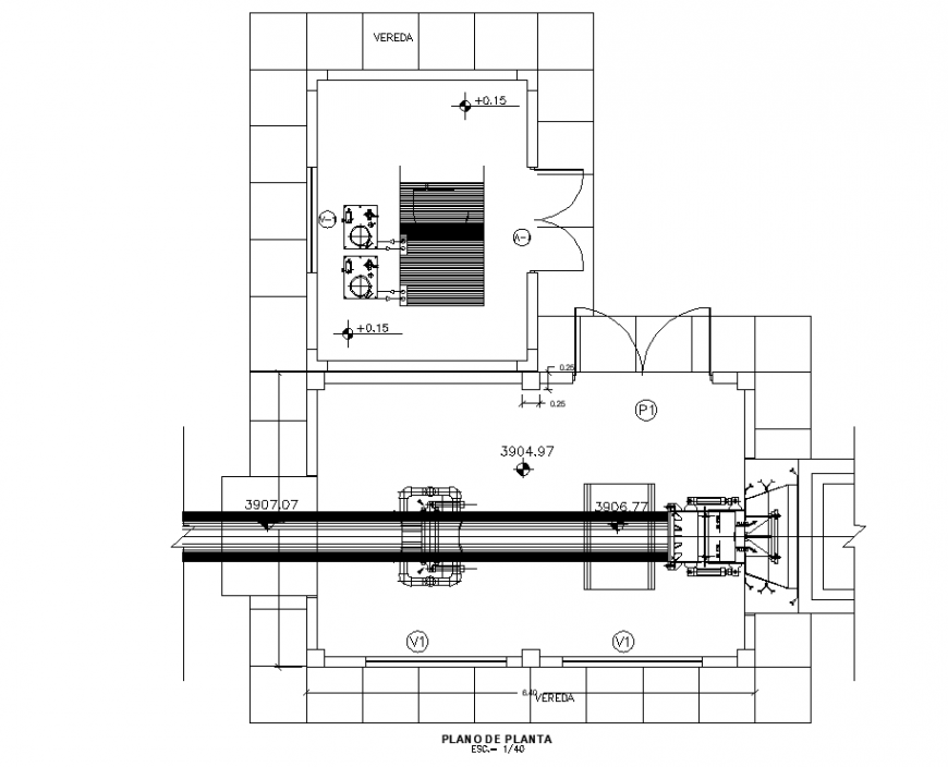 Valve house medium detail layout plan in dwg AutoCAD file.