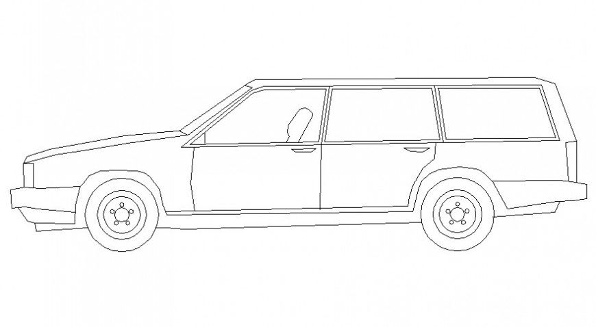 Van car side elevation in AutoCAD file