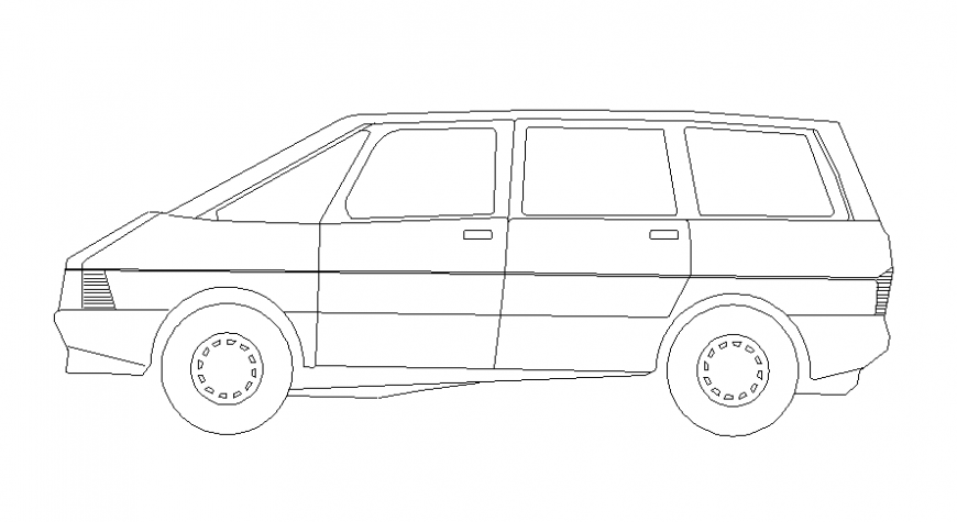 Van drawings 2d view elevation of transportation units dwg file