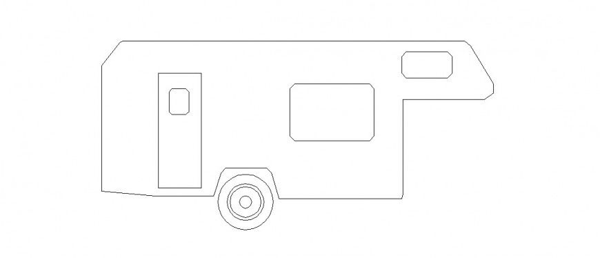 Van type bus elevation block cad drawing details dwg file