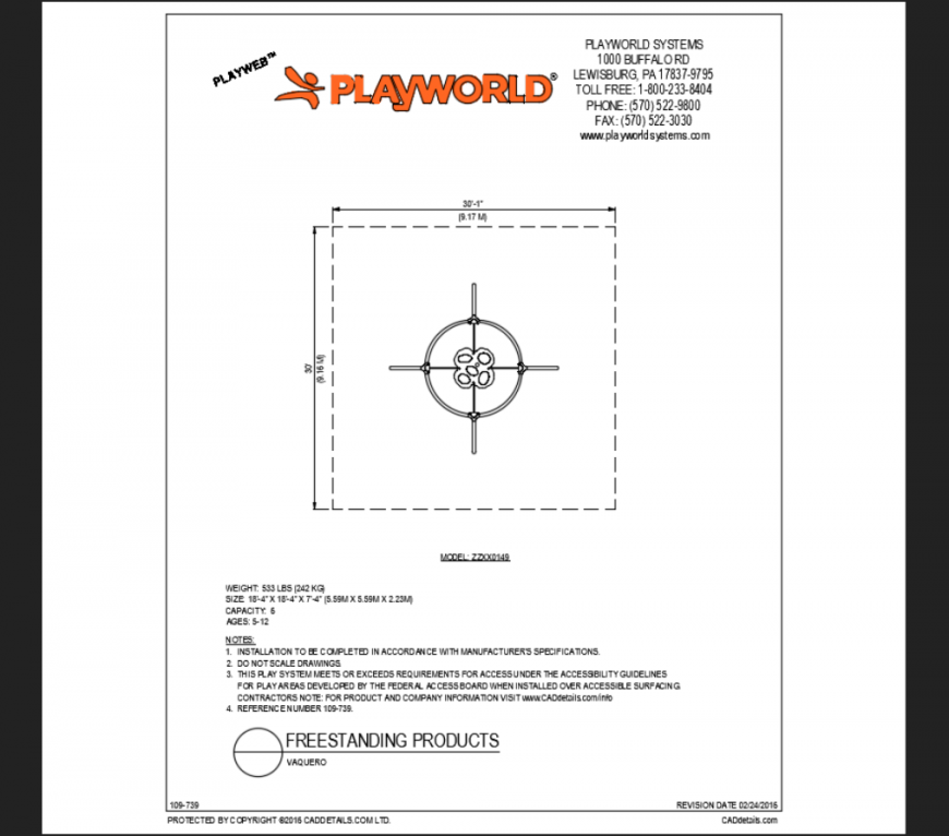 Vaquero free standing kids play equipment details of garden dwg file
