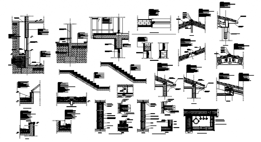 Various construction structure units drawings 2d view autocad file
