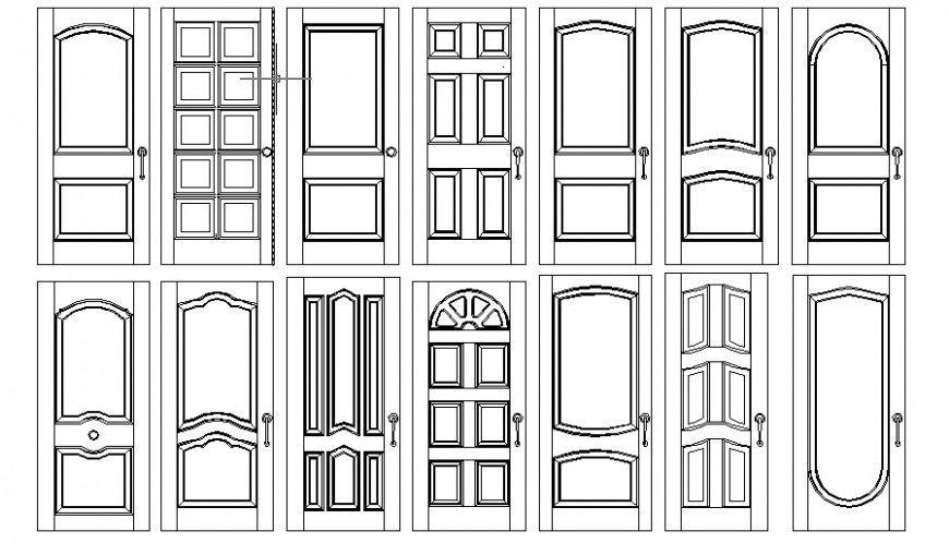 Various door blocks detail design 2d view in autocad