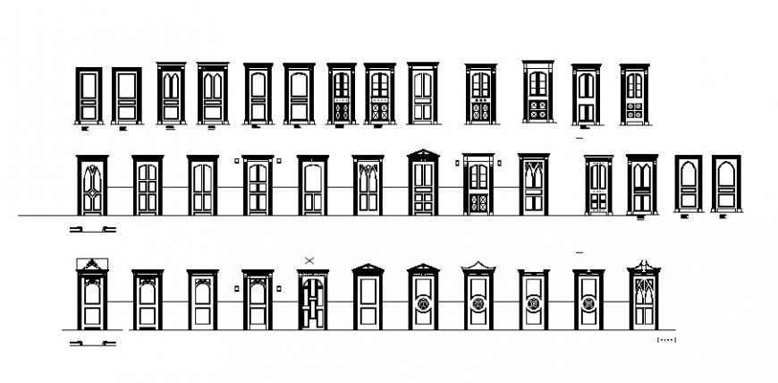 Various door units 2d view layout elevation autocad file