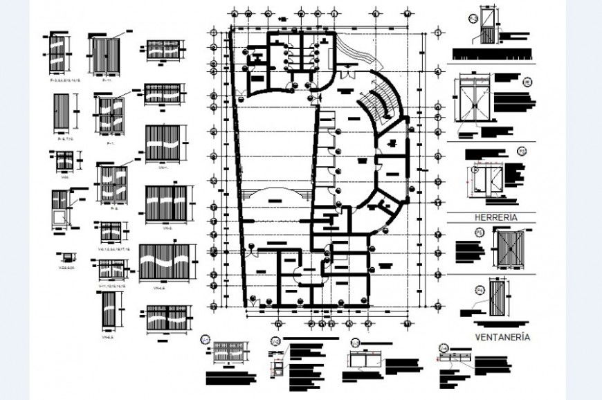 Various doors and windows anchorage installation closure bars drawing details dwg file