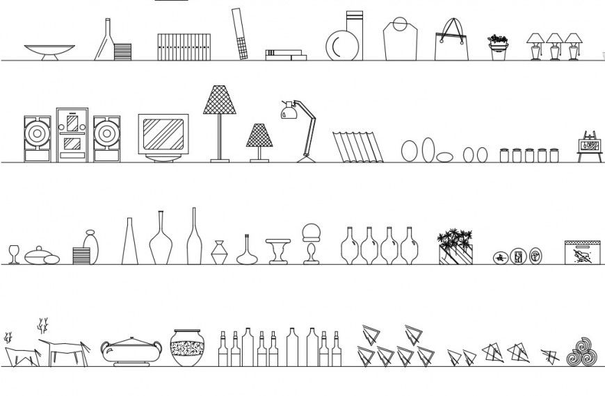 Various electrical and crockery units 2d view autocad file