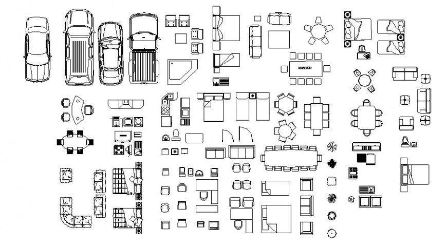 Various furniture and household blocks drawings in autocad