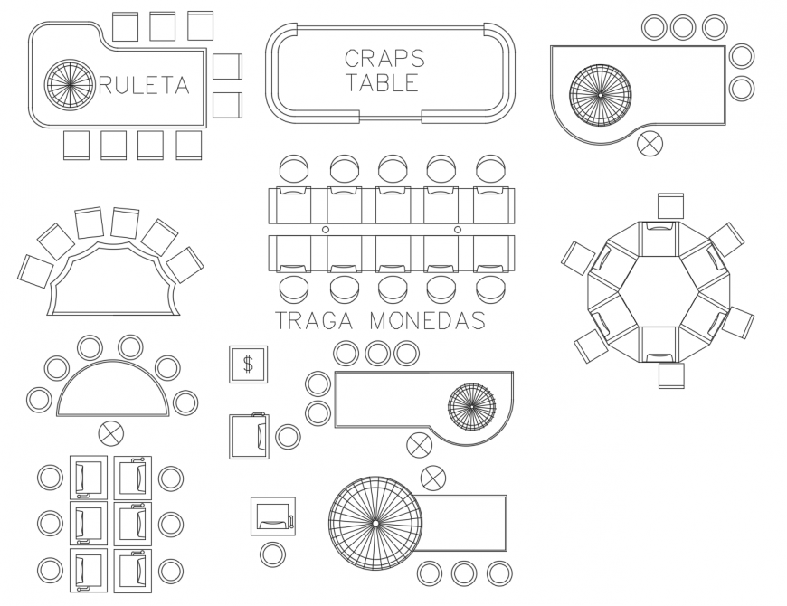 Various furniture blocks detail elevation 2d view autocad file