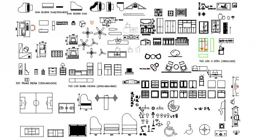 Various furniture blocks details and gyming blocks details autocad drawings