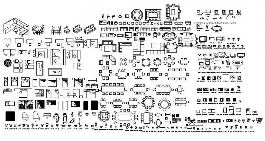 Various furniture blocks drawings in Autocad software
